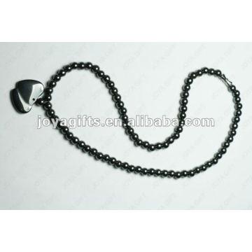 Magnetic Hematite Double Heart beaded Necklace